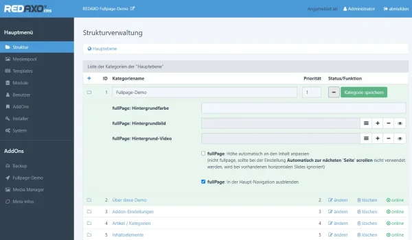 Screenshot Kategorie Metainfos